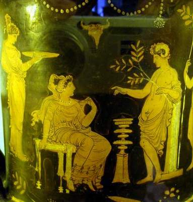 У богатой матроны. Древний Рим. Рис. на вазе. Эрмитаж. (Фото Лимарева В.Н.)