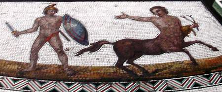 Бой с кентавром. Эрмитаж. Копия с римского мозаичного пола Ватикана.(Фото Лимарева В.Н.)“