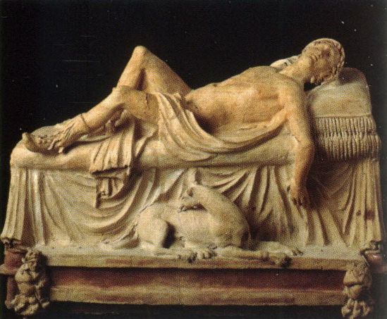 Надгробный памятник с умирающим Адонисом. Конец 3 века до н.э. Музеи Ватекана.