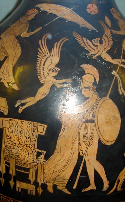 Встреча героя. Древний Рим. Рисунок на вазе. (2-3 век). Эрмитаж. Фото Лимарева В.Н.