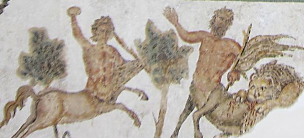 Нападения льва на кентавров. (Мозаика Карфагена  3-4 век). Тунис. (Фото Лимарева В.Н.)