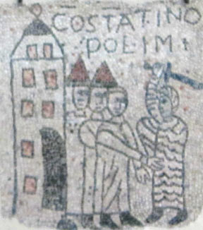 Отрубания рук пленным. Римская мозаика 6 в. Равенна.  Фото Лимарева В.Н.